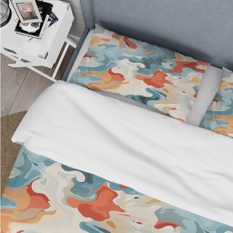 Ensemble de housse de couette bleu et rose Nomad Camo Elegance, Housse de couette pour très grand lit et 2 très