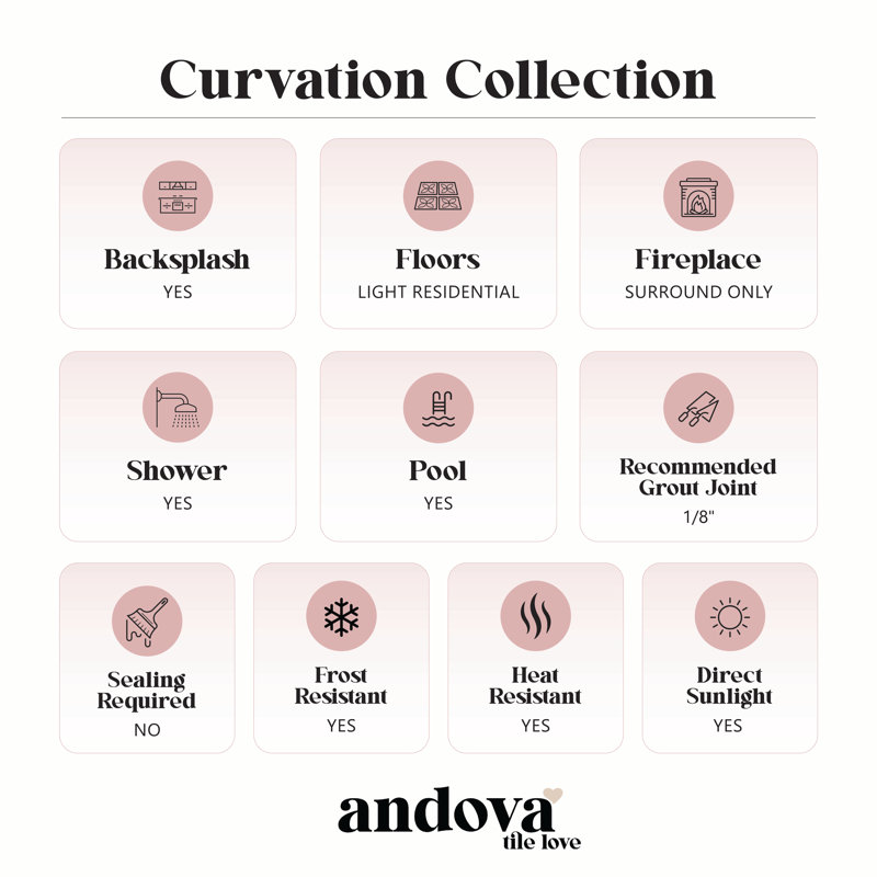 Curvation Specialty 1" x 2" Glass Mosaic Tile, Voila