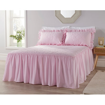 Plain Dyed Quilted Bedspread Set with Pillow Sham