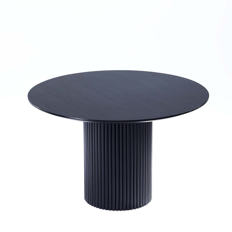 Table de salle à manger ronde 47 po Hathaway, Noir, H 29,52 po x L 47,24 po x l 47,24 po