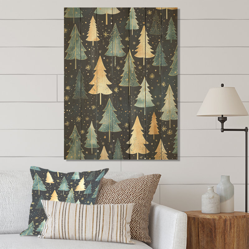 Motif de sapin de Noël III - pin sur bois, H 32 po x l 24 po