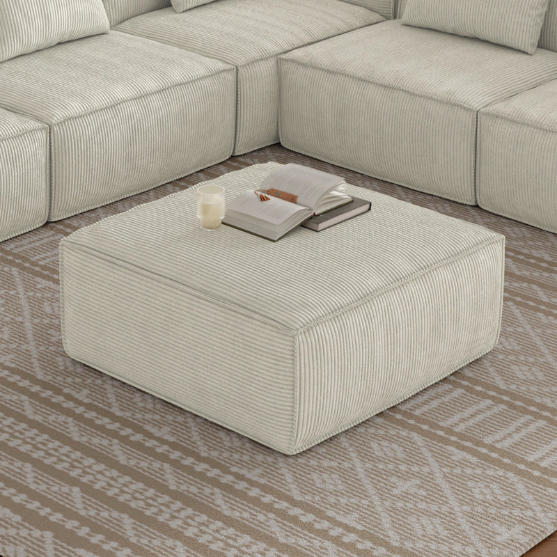 Canapé modulaire avec repose-pieds, crème
