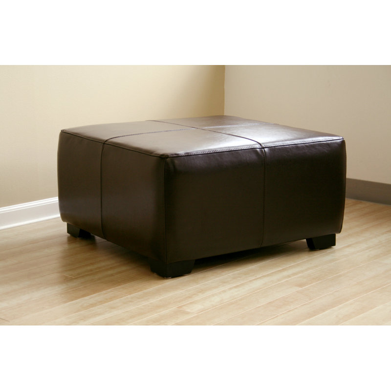 Calysta Faux Leather Ottoman, Dark Brown Faux Leather