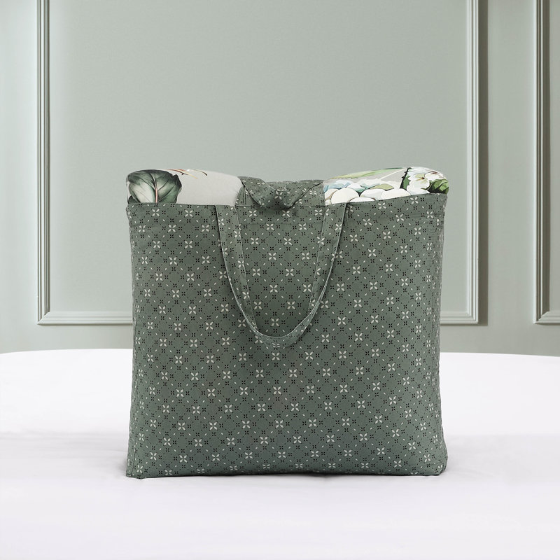 Ensemble d'édredon réversible 100% satin de coton Bebejan Whispering Willows, Édredon de très grand lit et 4 pièces additionn