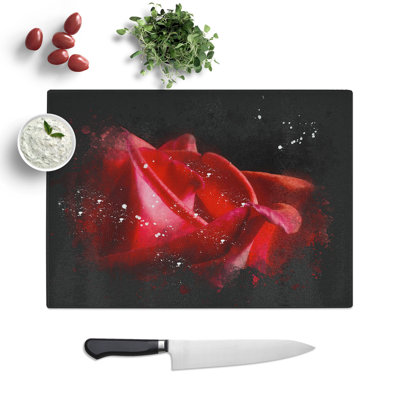 Tempered Glass Petals of a Red Rose Chopping Board