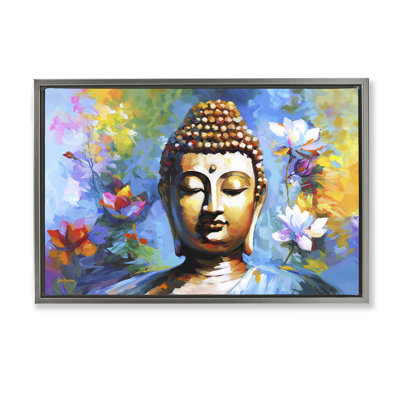 Bouddha avec une toile flottante encadrée Lotus lumineux par Leon Devenice