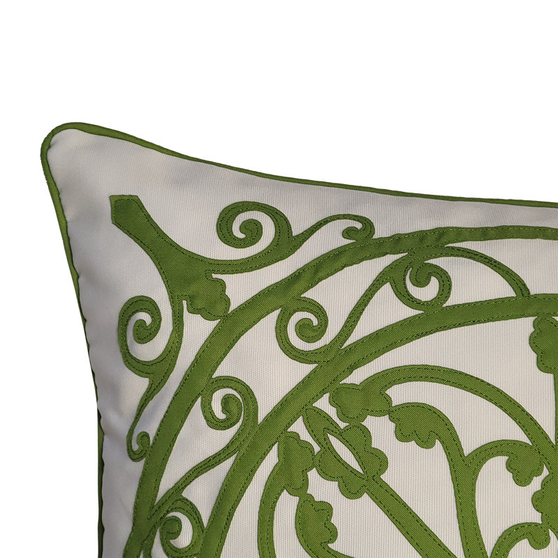 Appliqued Outdoor Reversible Throw Pillow, Green