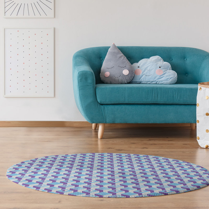 Chenille Geometric Indoor Rug, Round 5'