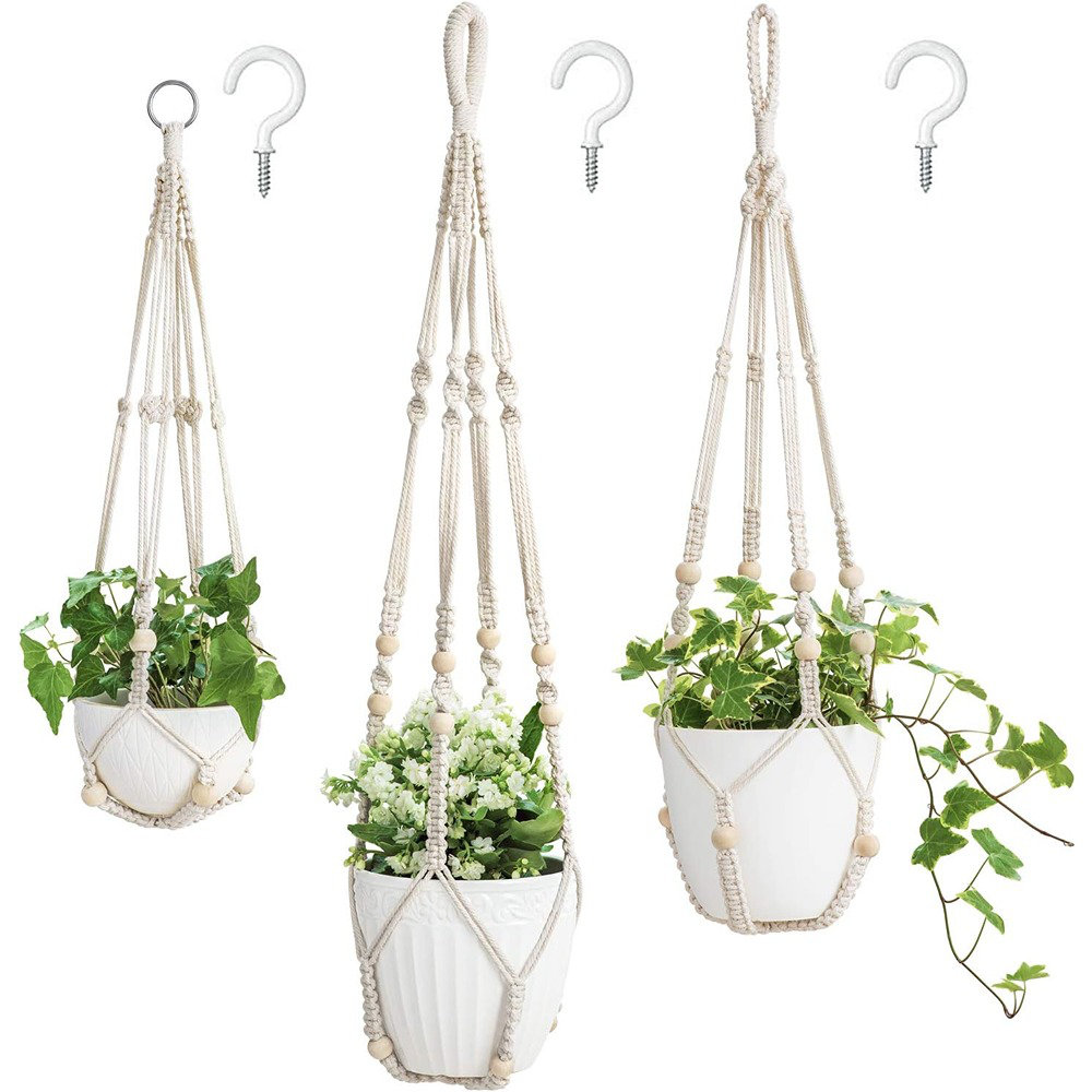 Dakota Fields 3 Pack Macrame Plant Hangers Indoor Different Size ...