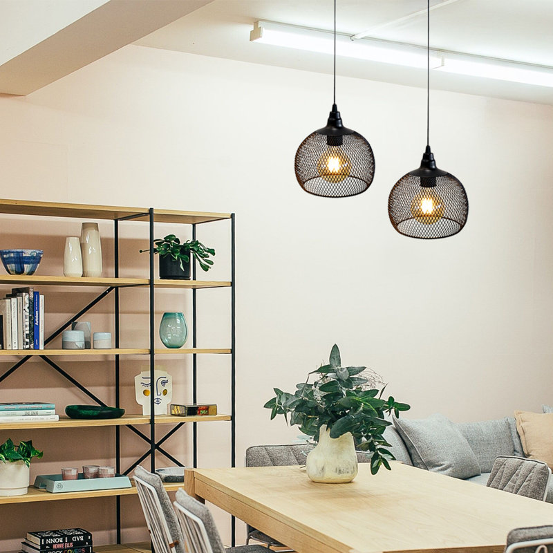 Lampe suspendue noire à piles