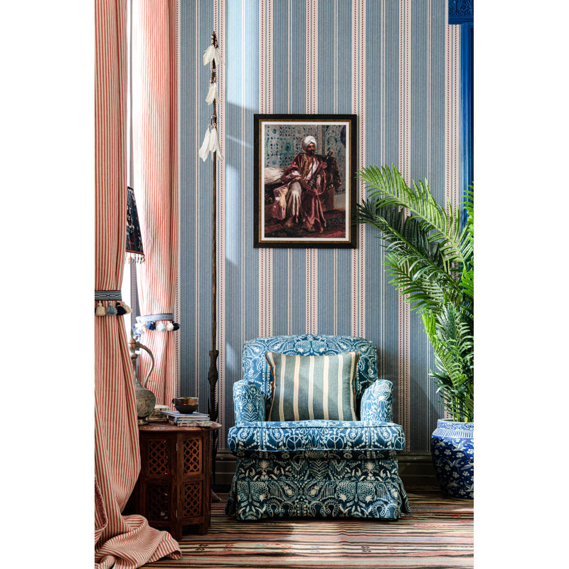Tales Of Maghreb Striped Wallpaper Roll, Orange/Taupe