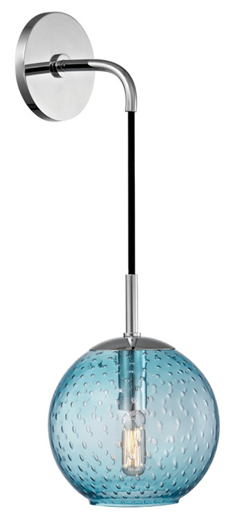 Rousseau 1 Light Wall Sconce, 14" H X 6" W X 7.5" D, Blue, Aged Brass