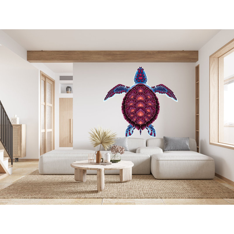 Adhésif mural tortue de mer, art mural tortue, décoration murale tortue de mer, H 42 po x l 42 po