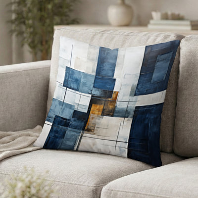 Oreiller en forme de V Sabeeha Indigo Illusion Abstract Shapes