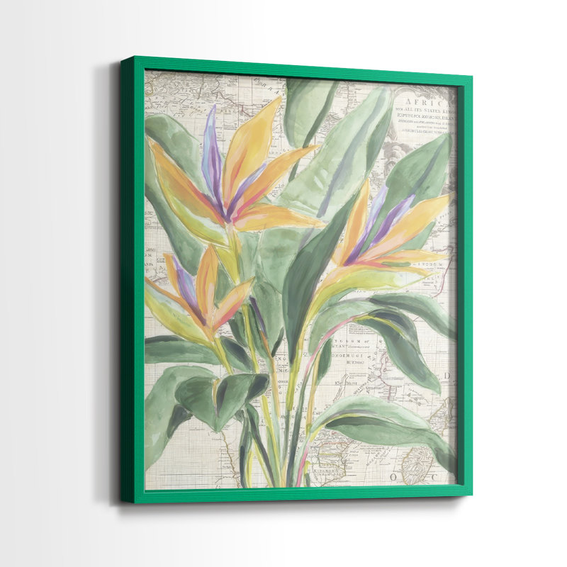 Carte Flora I - impression encadrée de qualité supérieure - prête à être accrochée - aucun clou requis - aucun clou requis