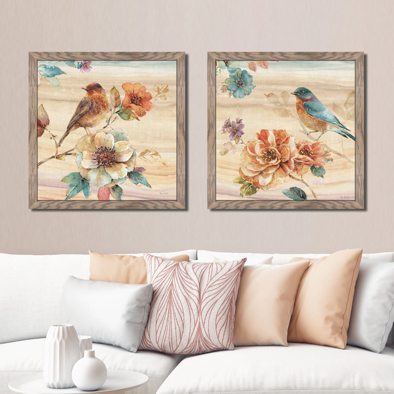 «Spice Nature II», ensemble de 2 reproductions d'aquarelles, H 21,5 po x l 43 po x P 0,75 po, Cadre taupe délavé