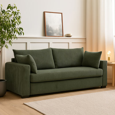 Coastal Haven Corduroy Sofa with Soft Textured Fabric and Deep Comfort, Perfect for Modern and Coastal Interiors.