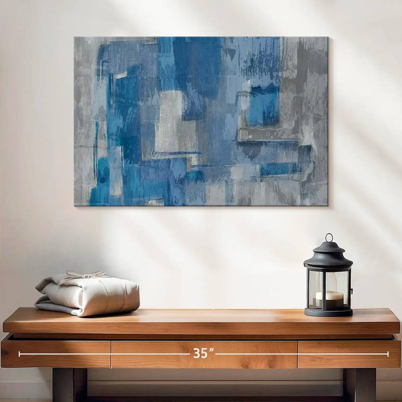 Gray And Blue Layers On Canvas Print, 16" H x 24" W x 1.25" D