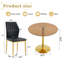 Ensemble de table et de chaises 5 pièces, table ronde en verre brun clair luxueux jumelée à 4 chaises ergonomiques en polyuréthane à dossier doré avec pieds dorés-1192424565