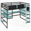 Lit mezzanine en bois avec bureau intégré, rangement latéral, multi-tablettes et éclairage RVB pour une conception peu encombrante-893848352-893848355