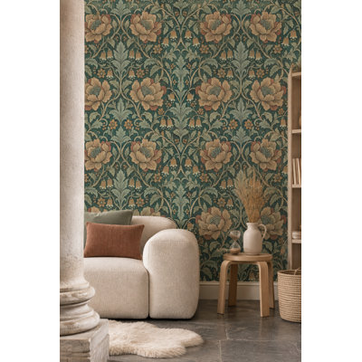 Papier peint floral botanique foncé
