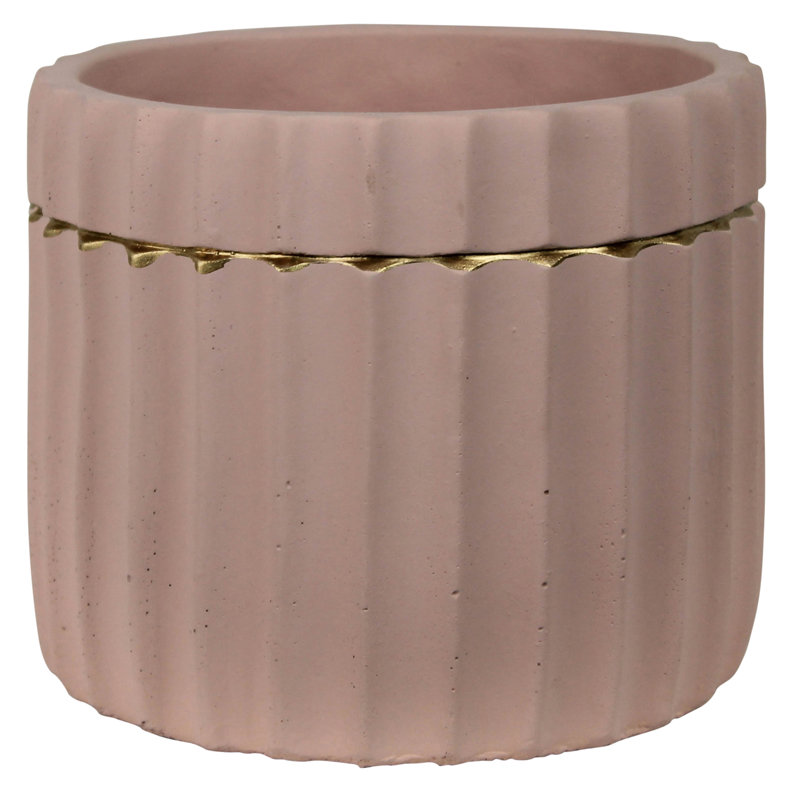 Scalloped Gold Band Pot Planter, Clay
