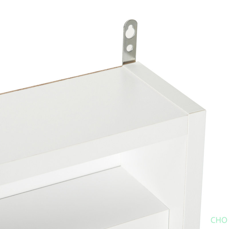 Vitrine à 5 niveaux, vitrine en verre avec 2 portes et tablettes réglables, fixation murale, Blanc