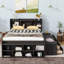 Structure de lit double avec bibliothèque avec tête de lit, dessous de lit avec tiroirs de rangement et base de lit avec étui de rangement-992877311