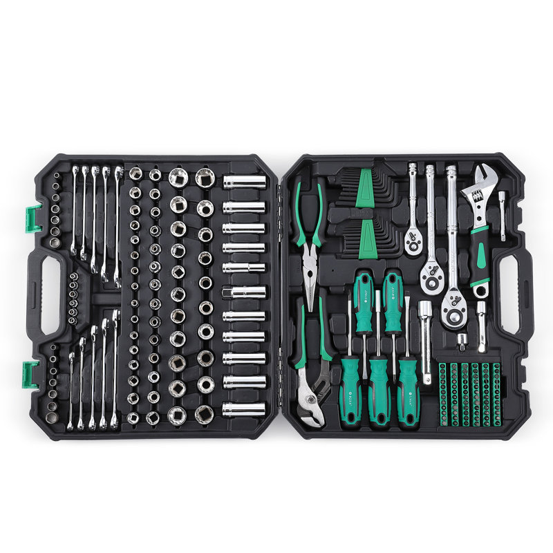213-Piece Mechanics Tool Set & Socket Wrench Set, SAE & Metric, Cr-V Alloy Hand Tool Kit for Home & Auto Repair, Includes Mixed Sockets/Wrenches/Bits, Storage Case