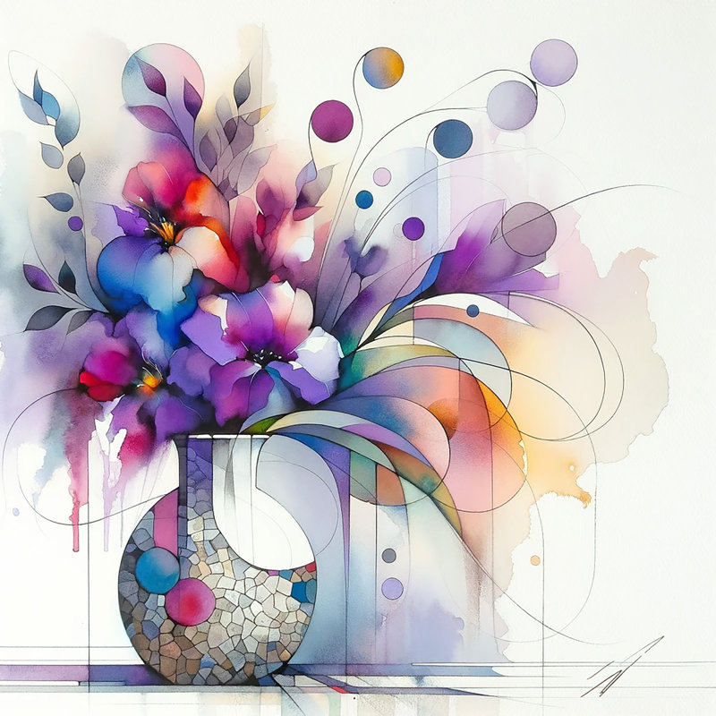 Impression sur toile élégante à motif floral abstrait, H 12 po x l 12 po x P 1 po