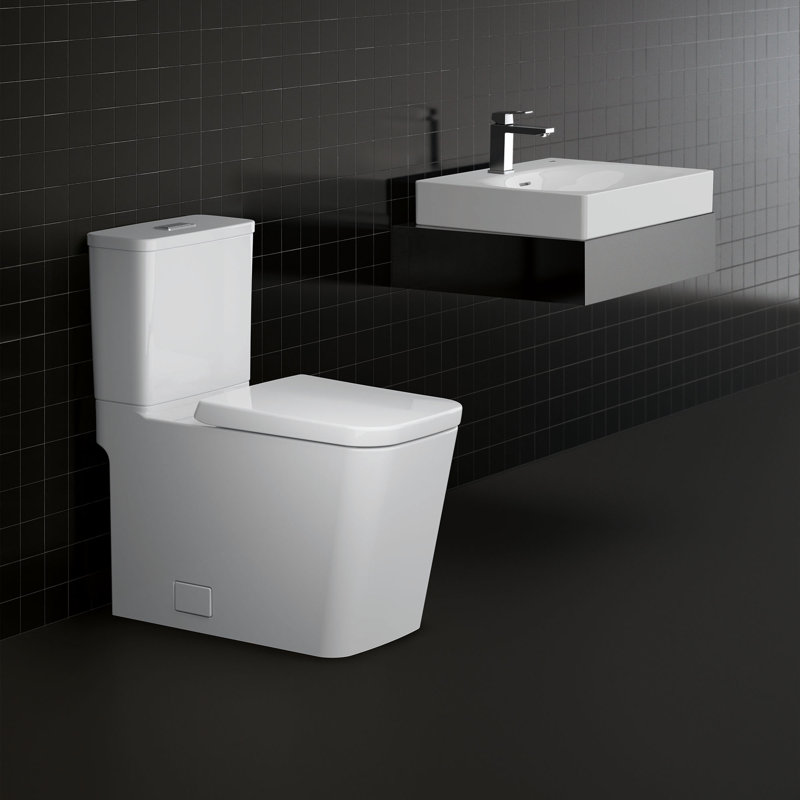 Alpine White Dual Flush Elongated Modern Toilet with Seat