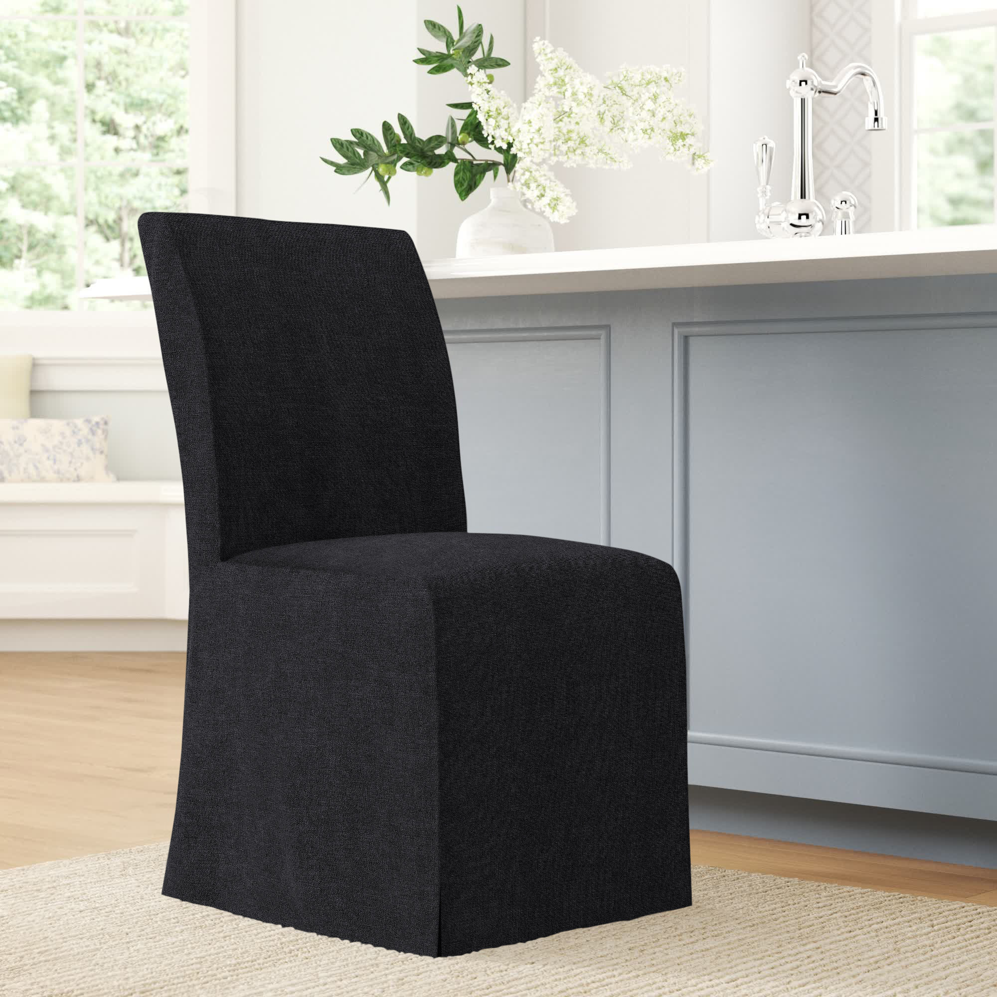 Sumatra Upholstered Parsons Chair, Zuma Caviar