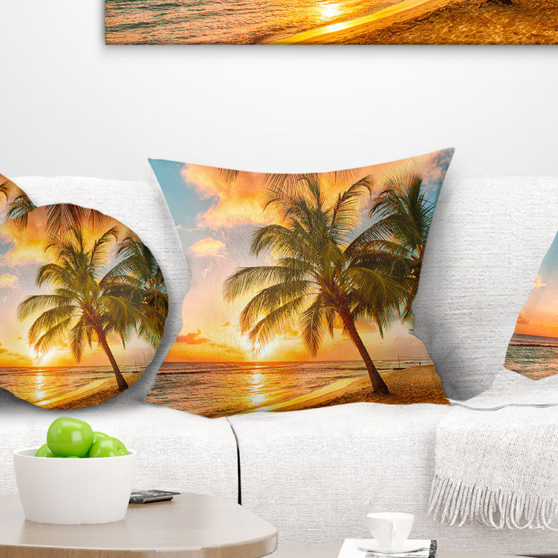 Barbados Landscape - Coussin à imprimé paysage, 16 po x 1 po, Coussin décoratif