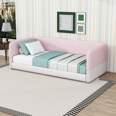 Twin Upholstered Floor Bed with Armrests