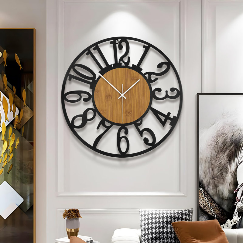 Horloge murale surdimensionnée 32 pouces, Marron clair