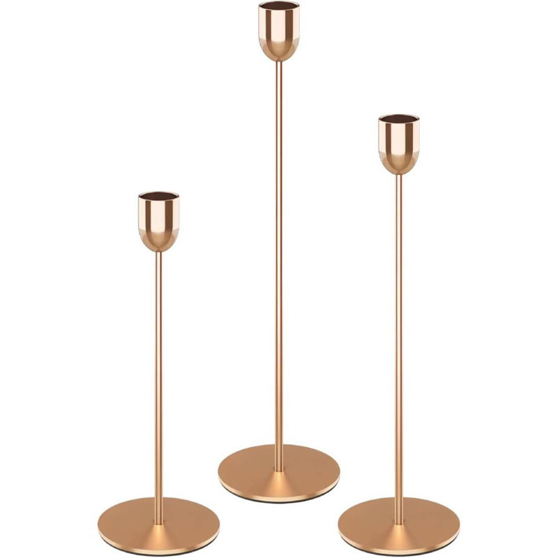 Gold Tall Taper Candle Holders  – Aluminum Alloy Candlestick Stands For Table Centerpiece Decor, Gold