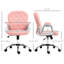 Chaise de bureau rose en molleton avec boutons, hauteur de siège réglable et pivotement à 360 °, coussin de détente rembourré et inclinable, assise confortable