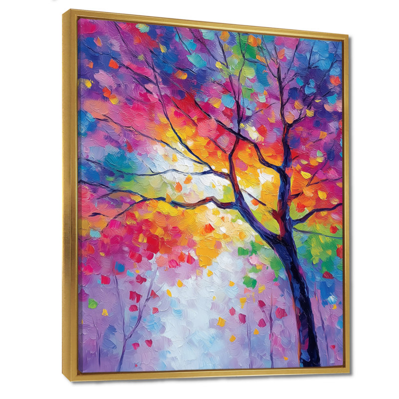 «Vibrant Tree of Life Forest» - décoration murale arbre, art mural encadré nature rose, H 20 po x l 12 po, Cadre flottant