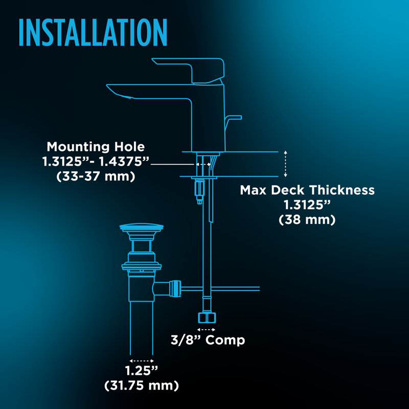 Oberon® S Bathroom Sink Single Hole Faucet
