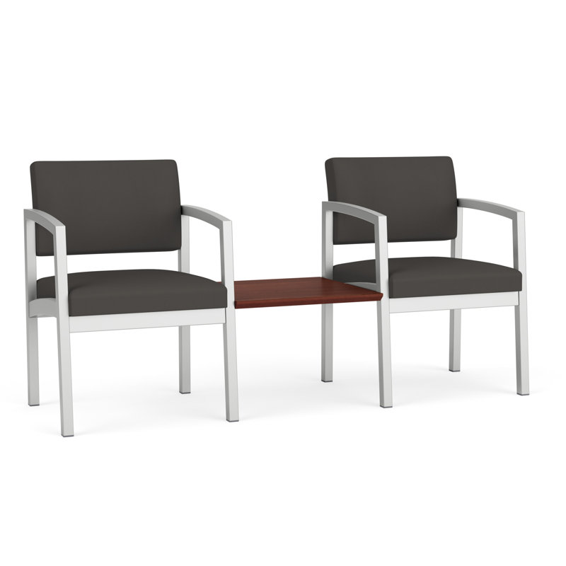 Structure tandem 2 places avec table centrale en acier Lenox, Argent / cerise Canyon, Cerise Canyon