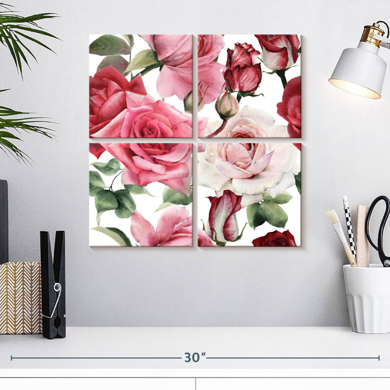 Harnek roses en fleurs, H 18 po x l 18 po