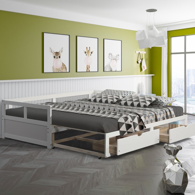 Melody Expandable Twin-to-King Trundle Daybed with 2 Storage Drawers