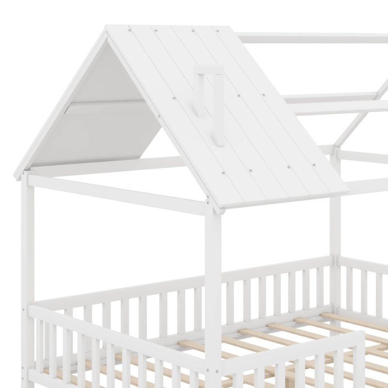 Lit en bois avec clôture, aucun sommier requis, double