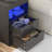 Nightstand With Wireless Charging Station And LED Lights, Bedside Table With 2 Drawers, Open Storage, 1 Pull-Out Tray, End Side Table With Charging Station, LED Night Stand With Storage,(Black)