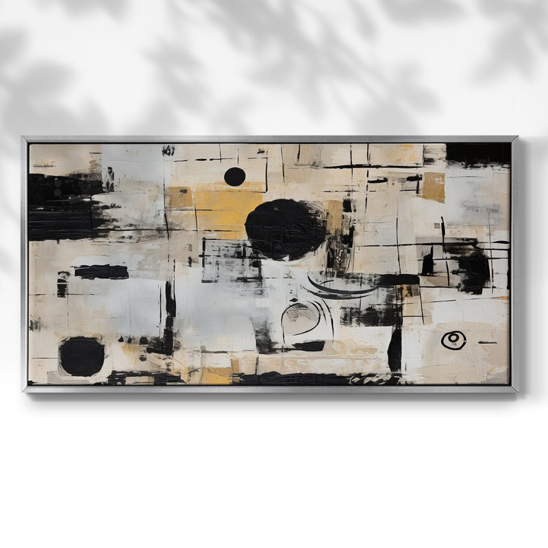 Abstrait, série CCXCVI, toile tendue avec châssis, prête à être accrochée, H 25 po x l 49 po, Argent argent