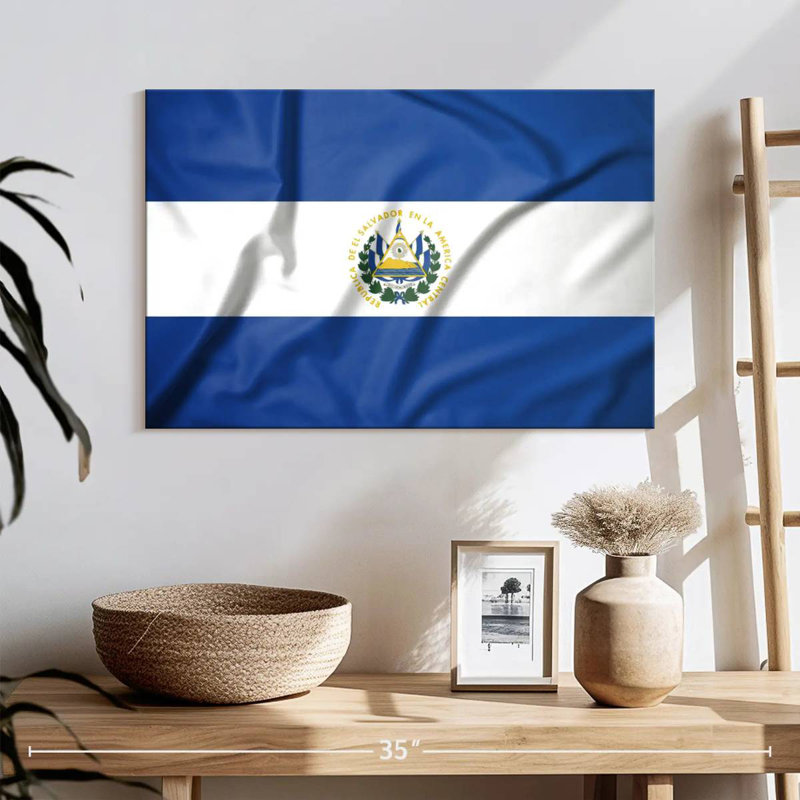 Borges El Salvador Silk Flag, 16" H x 24" W