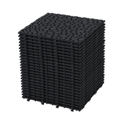 Motif de rosette 12 x 12 pouces à emboîtement en plastique imperméable noir (24 pièces)
