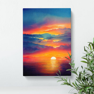 Distinguished Ocean Sunset - Wrapped Canvas