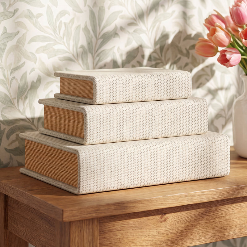 Vanora Faux Leather Book Shaped Decorative Box, White
