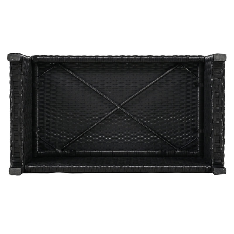 Ensemble de canapés modulaires en rotin pour l'extérieur avec cadre mini spa, sièges en bois et espaces de rangement, gris